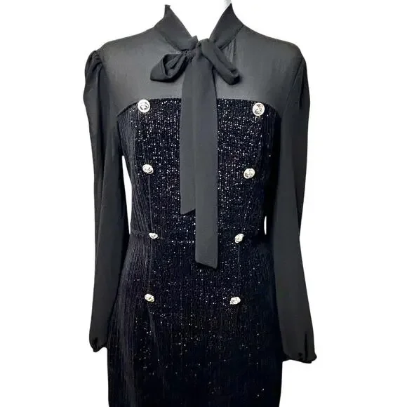 Coquette Y2K Inspired Small Sequin Preppy Dark Academia Quiet Luxury Lady Dress - Picture 3 of 8
